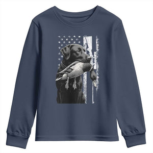 Duck Hunting Dog Back Lab Vintage American Flag Youth Sweatshirt TS11 Navy Print Your Wear
