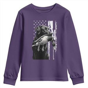 Duck Hunting Dog Back Lab Vintage American Flag Youth Sweatshirt TS11 Purple Print Your Wear