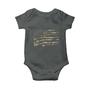 Hunting Guns Vintage Camo American Flag Baby Onesie TS11 Dark Heather Print Your Wear