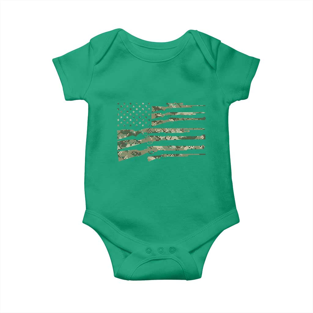 Hunting Guns Vintage Camo American Flag Baby Onesie TS11 Irish Green Print Your Wear