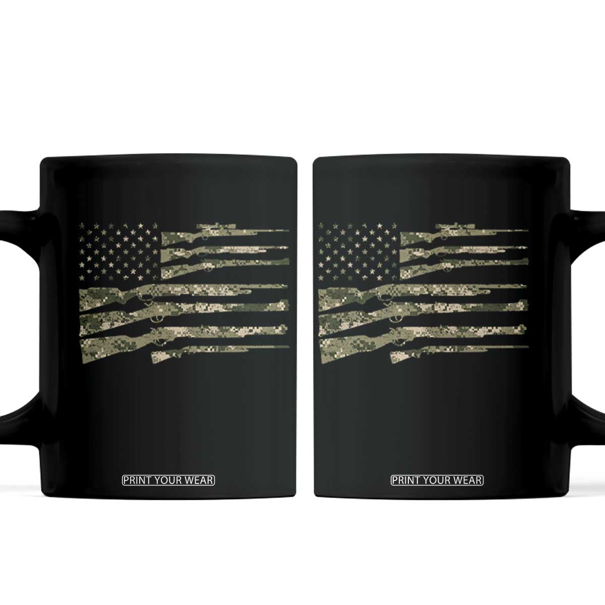 Hunting Guns Vintage Camo American Flag Coffee Mug TS11 Black Print Your Wear