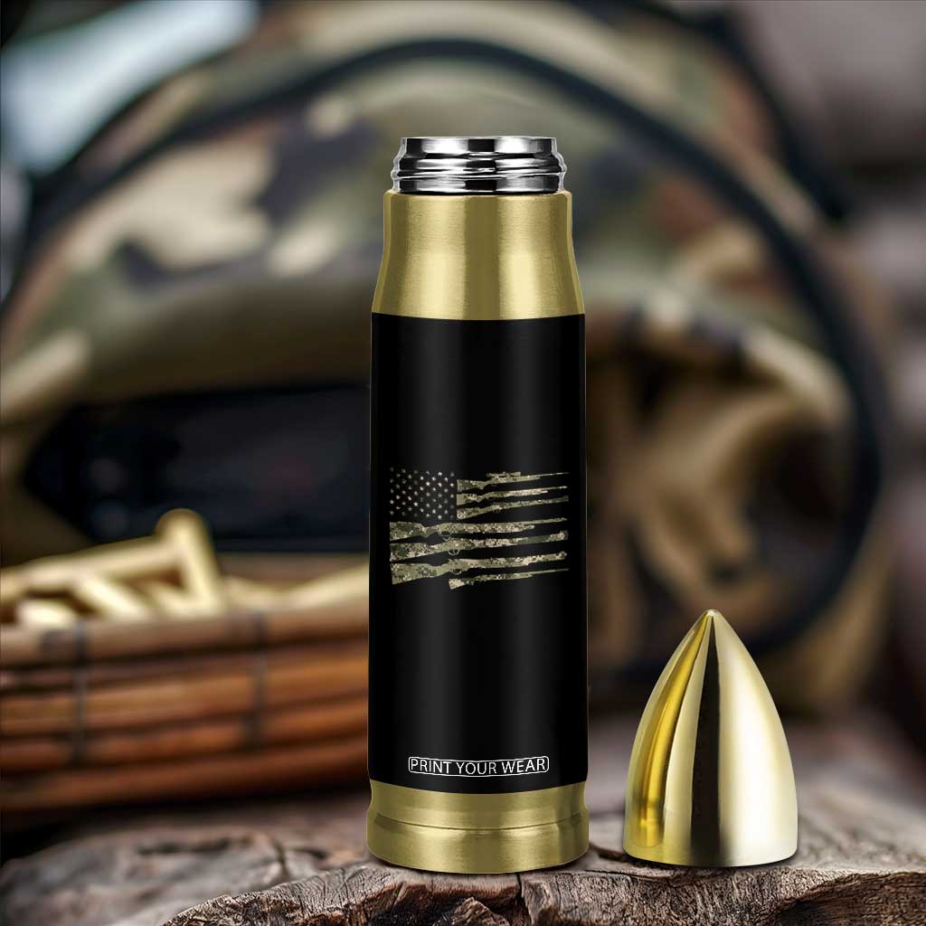 Hunting Guns Vintage Camo American Flag Bullet Tumbler TS11 Print Your Wear