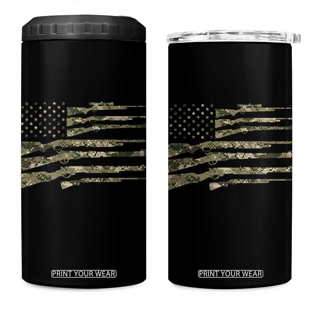 Hunting Guns Vintage Camo American Flag 4 in 1 Can Cooler Tumbler TS11 One Size: 16 oz Black Print Your Wear