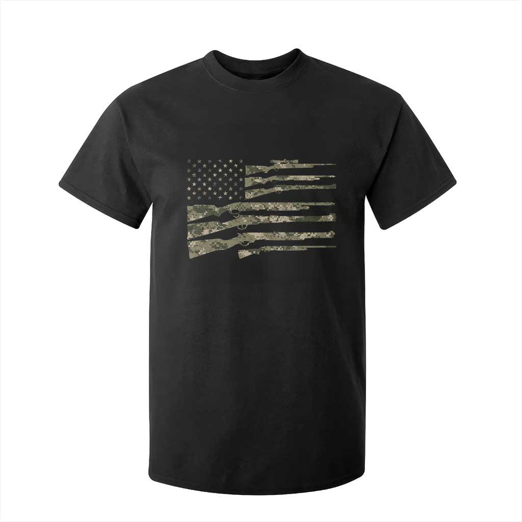 Hunting Guns Vintage Camo American Flag T Shirt For Kid - Print Your Wear