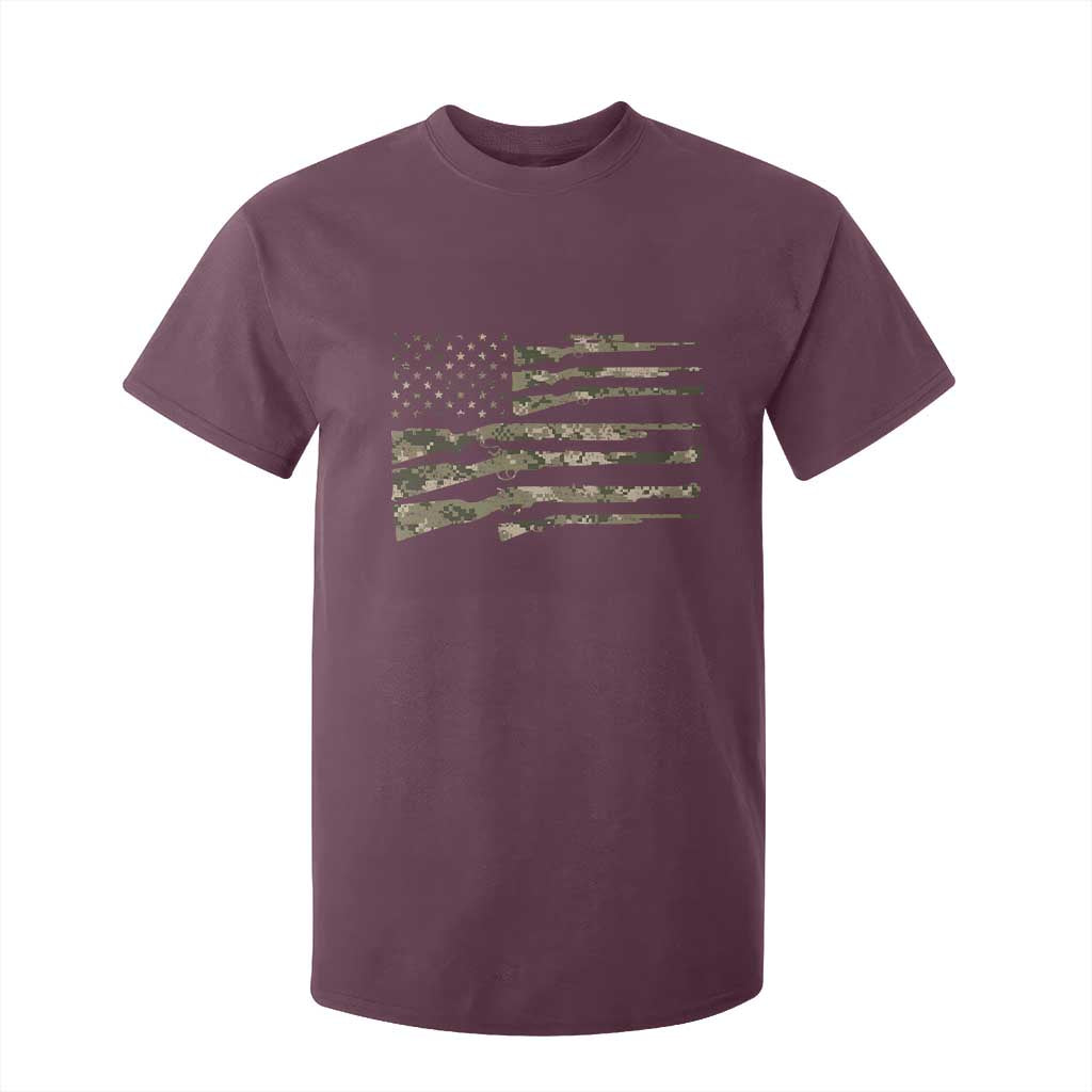 Hunting Guns Vintage Camo American Flag T Shirt For Kid TS11 Maroon Print Your Wear