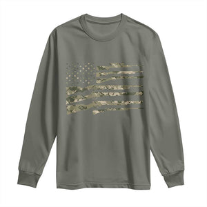 Hunting Guns Vintage Camo American Flag Long Sleeve Shirt TS11 Military Green Print Your Wear
