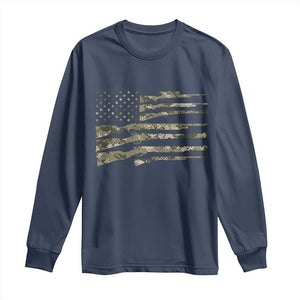 Hunting Guns Vintage Camo American Flag Long Sleeve Shirt TS11 Navy Print Your Wear