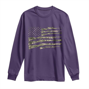 Hunting Guns Vintage Camo American Flag Long Sleeve Shirt TS11 Purple Print Your Wear