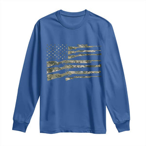 Hunting Guns Vintage Camo American Flag Long Sleeve Shirt TS11 Royal Blue Print Your Wear