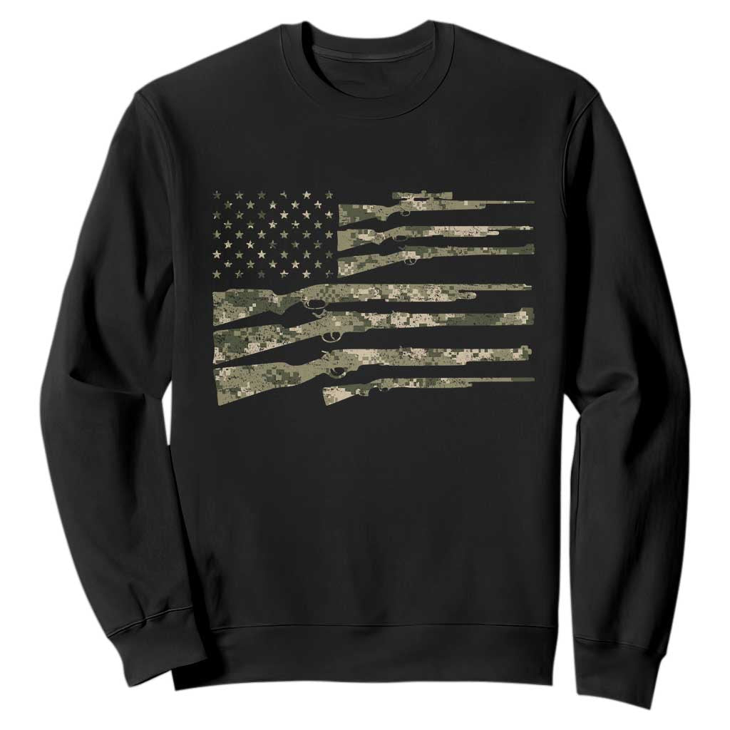 Hunting Guns Vintage Camo American Flag Sweatshirt TS11 Black Print Your Wear