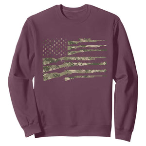 Hunting Guns Vintage Camo American Flag Sweatshirt TS11 Maroon Print Your Wear
