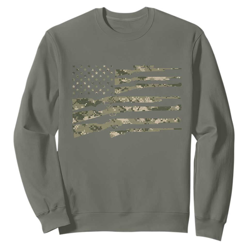 Hunting Guns Vintage Camo American Flag Sweatshirt TS11 Military Green Print Your Wear