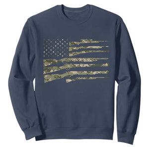 Hunting Guns Vintage Camo American Flag Sweatshirt TS11 Navy Print Your Wear