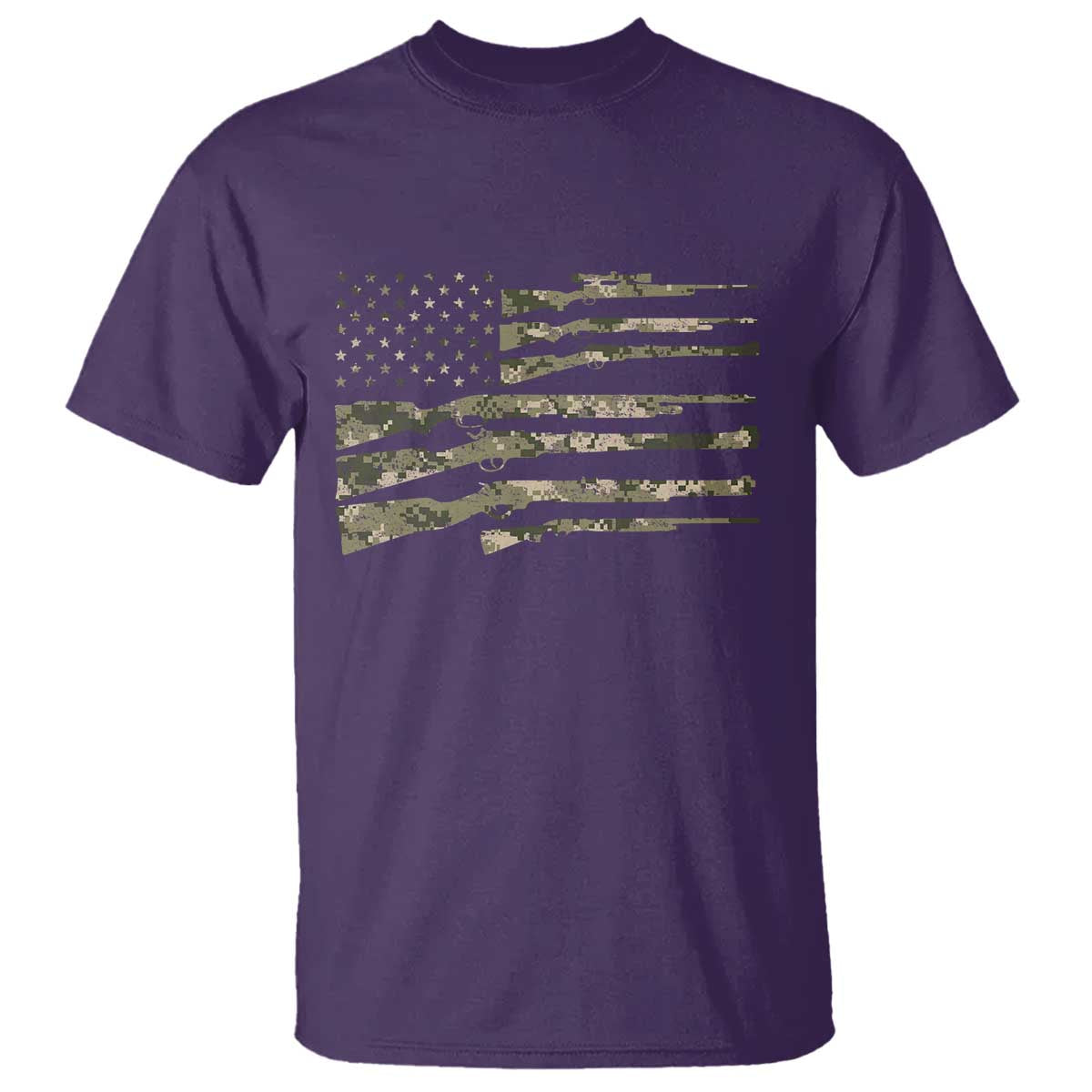 Hunting Guns Vintage Camo American Flag T Shirt TS11 Purple Print Your Wear