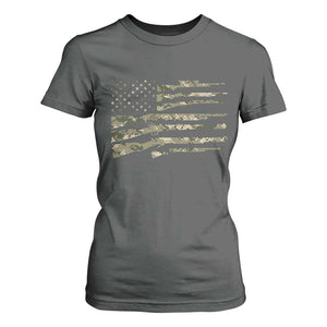 Hunting Guns Vintage Camo American Flag T Shirt For Women TS11 Dark Heather Print Your Wear