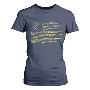 Hunting Guns Vintage Camo American Flag T Shirt For Women - Print Your Wear
