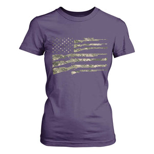 Hunting Guns Vintage Camo American Flag T Shirt For Women - Print Your Wear