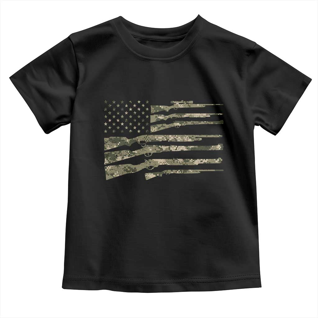 Hunting Guns Vintage Camo American Flag Toddler T Shirt TS11 Black Print Your Wear