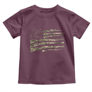 Hunting Guns Vintage Camo American Flag Toddler T Shirt TS11 Maroon Print Your Wear