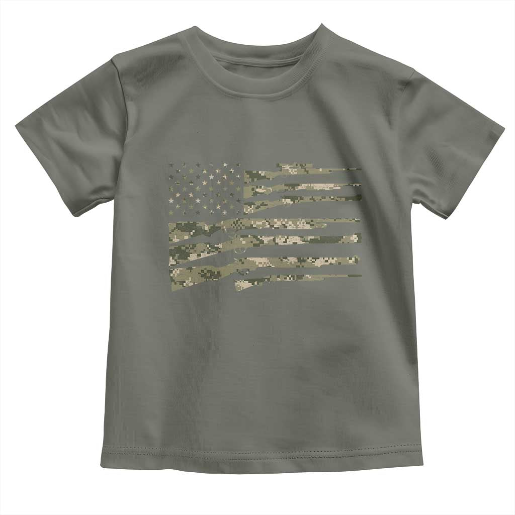 Hunting Guns Vintage Camo American Flag Toddler T Shirt TS11 Military Green Print Your Wear