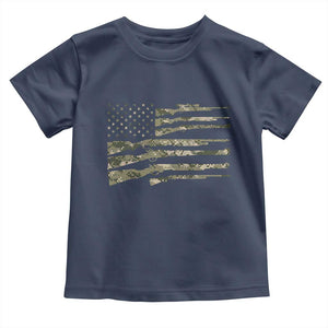 Hunting Guns Vintage Camo American Flag Toddler T Shirt TS11 Navy Print Your Wear
