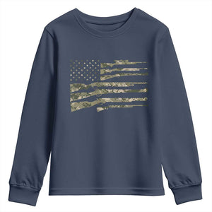 Hunting Guns Vintage Camo American Flag Youth Sweatshirt TS11 Navy Print Your Wear