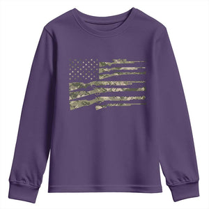 Hunting Guns Vintage Camo American Flag Youth Sweatshirt TS11 Purple Print Your Wear