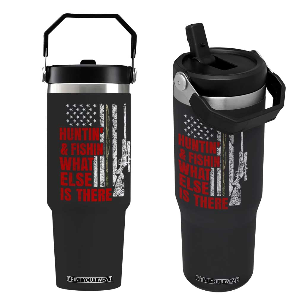 Hunting And Fishing What Else Is There Flip Straw Tumbler Vintage American Flag TS11 One Size: 30 oz Black Print Your Wear
