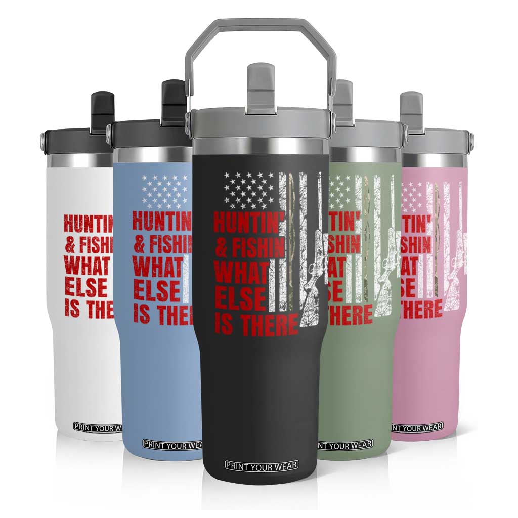 Hunting And Fishing What Else Is There Flip Straw Tumbler Vintage American Flag TS11 Print Your Wear