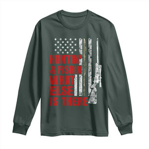 Hunting And Fishing What Else Is There Long Sleeve Shirt Vintage American Flag TS11 Dark Forest Green Print Your Wear