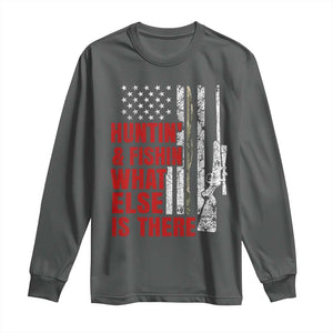 Hunting And Fishing What Else Is There Long Sleeve Shirt Vintage American Flag TS11 Dark Heather Print Your Wear
