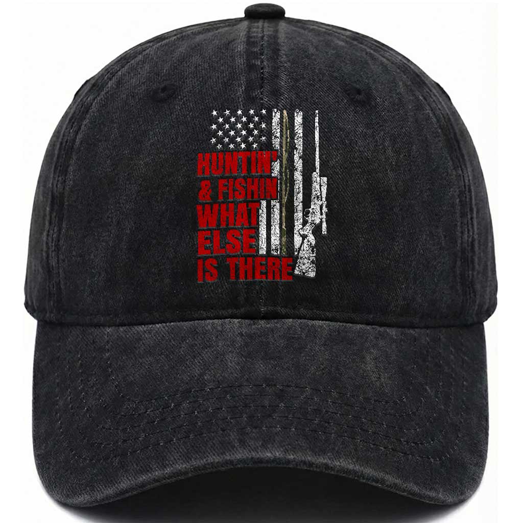Hunting And Fishing What Else Is There Washed Cotton Baseball Cap Vintage American Flag TS11 Print Your Wear
