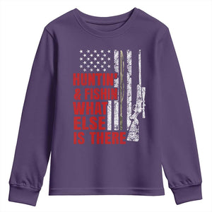 Hunting And Fishing What Else Is There Youth Sweatshirt Vintage American Flag TS11 Purple Print Your Wear
