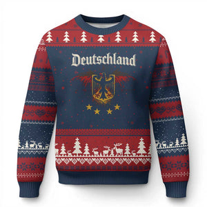 Deutschland German Heritage Pride Ugly Christmas Sweater Bundesadler Coat of Arms Star - Print Your Wear