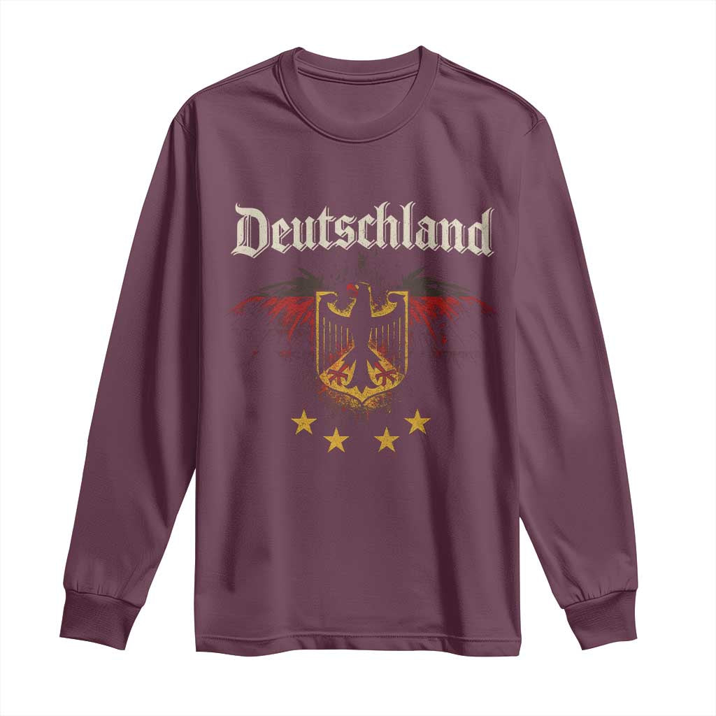 Deutschland German Heritage Pride Long Sleeve Shirt Bundesadler Coat of Arms Star TS11 Maroon Print Your Wear