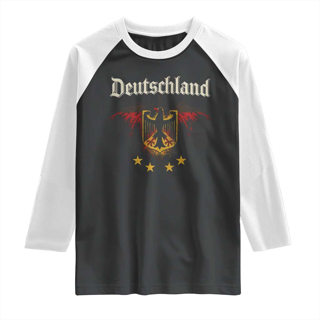 Deutschland German Heritage Pride Raglan Shirt Bundesadler Coat of Arms Star TS11 Black White Print Your Wear