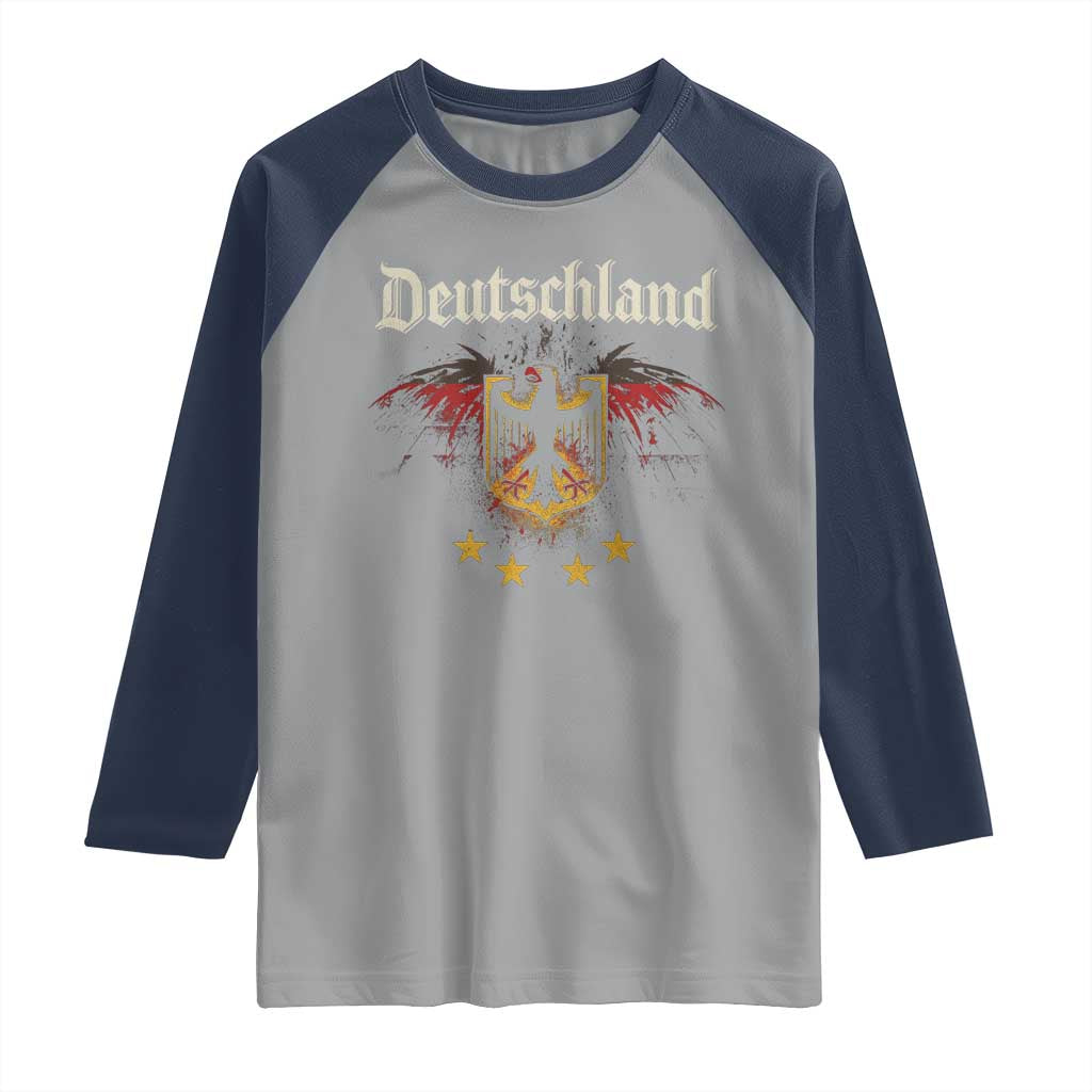 Deutschland German Heritage Pride Raglan Shirt Bundesadler Coat of Arms Star TS11 Sport Gray Navy Print Your Wear