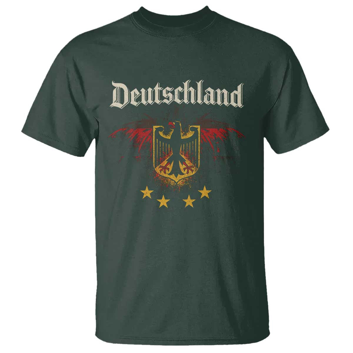 Deutschland German Heritage Pride T Shirt Bundesadler Coat of Arms Star TS11 Dark Forest Green Print Your Wear