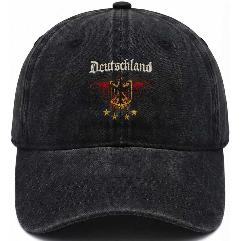 Deutschland German Heritage Pride Washed Cotton Baseball Cap Bundesadler Coat of Arms Star TS11 Print Your Wear