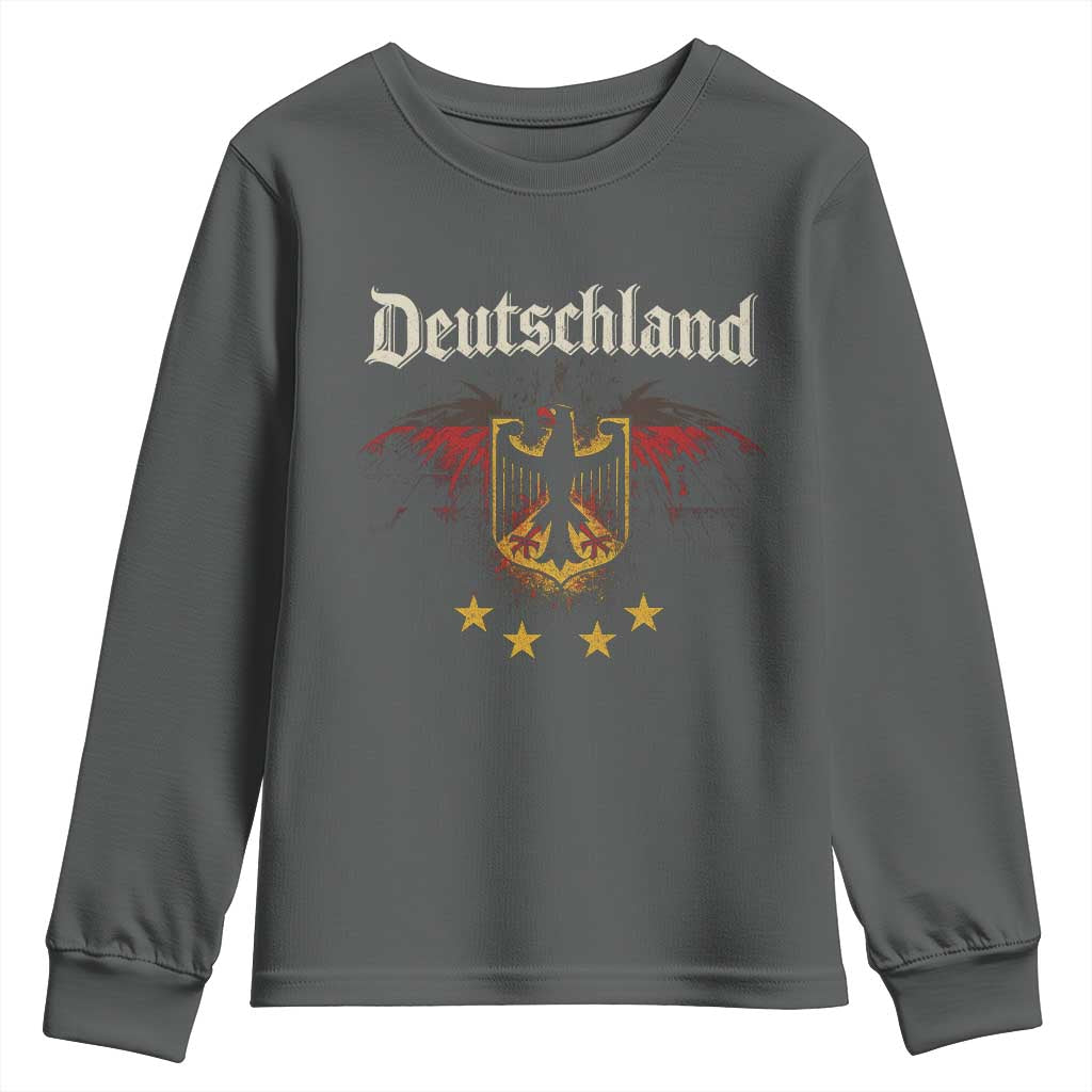Deutschland German Heritage Pride Youth Sweatshirt Bundesadler Coat of Arms Star TS11 Dark Heather Print Your Wear