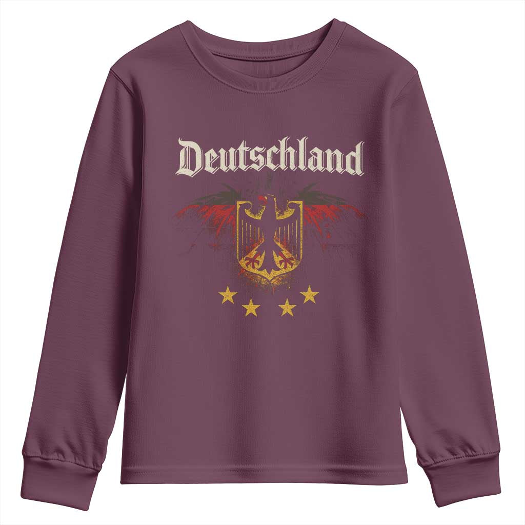 Deutschland German Heritage Pride Youth Sweatshirt Bundesadler Coat of Arms Star TS11 Maroon Print Your Wear