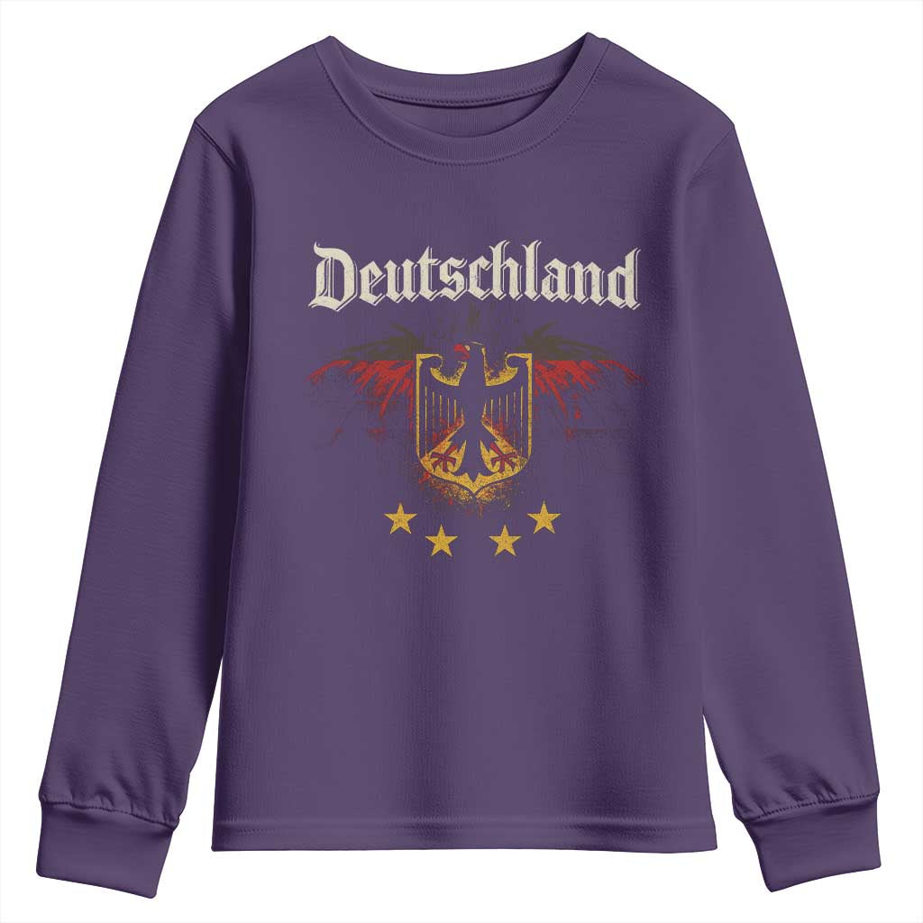 Deutschland German Heritage Pride Youth Sweatshirt Bundesadler Coat of Arms Star TS11 Purple Print Your Wear
