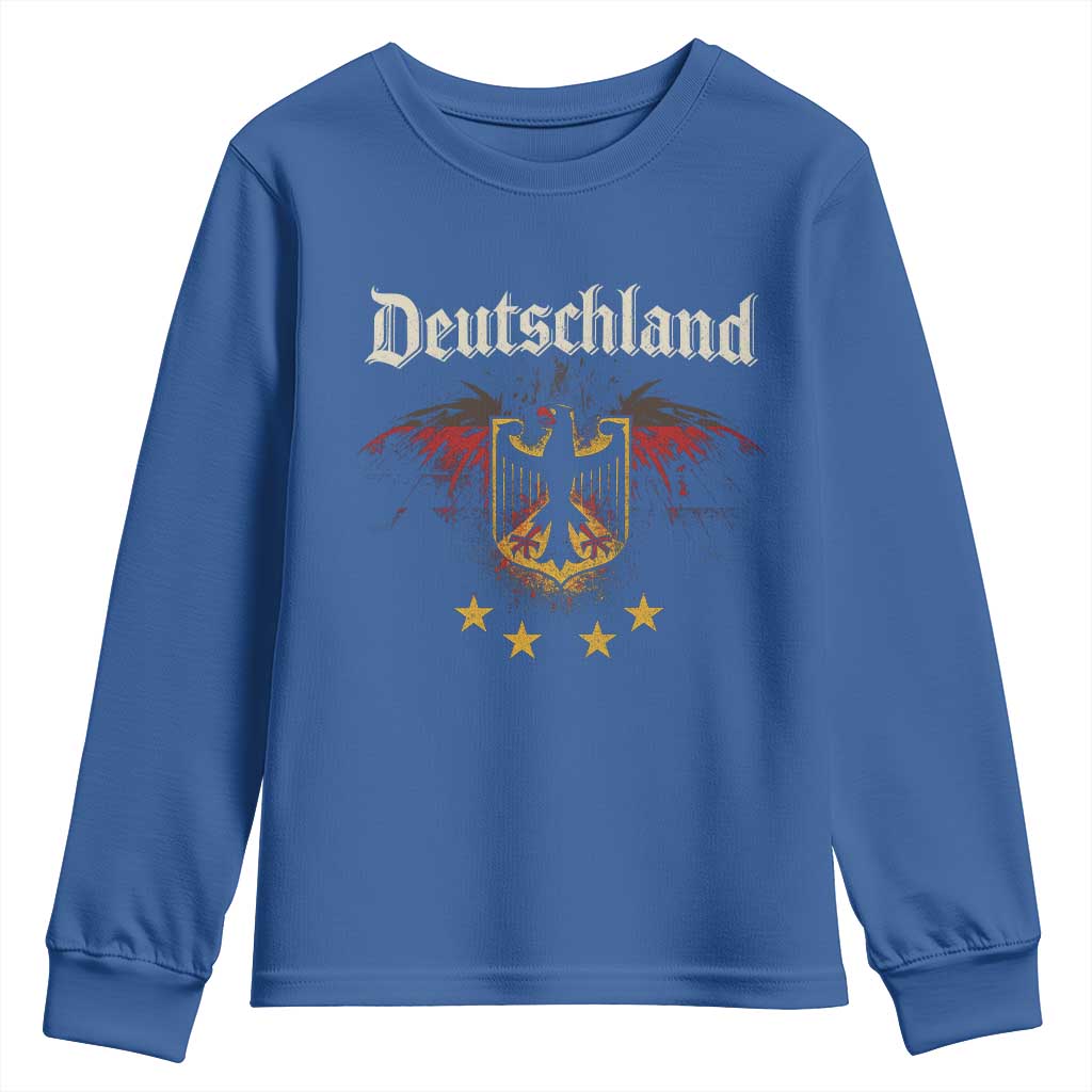 Deutschland German Heritage Pride Youth Sweatshirt Bundesadler Coat of Arms Star TS11 Royal Blue Print Your Wear