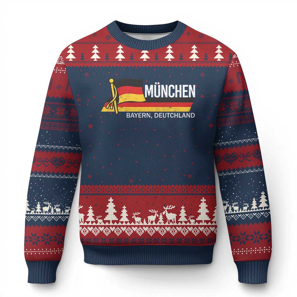 Munchen Bayern German Heritage Pride Germany Flag Ugly Christmas Sweater TS11 Navy Red Print Your Wear