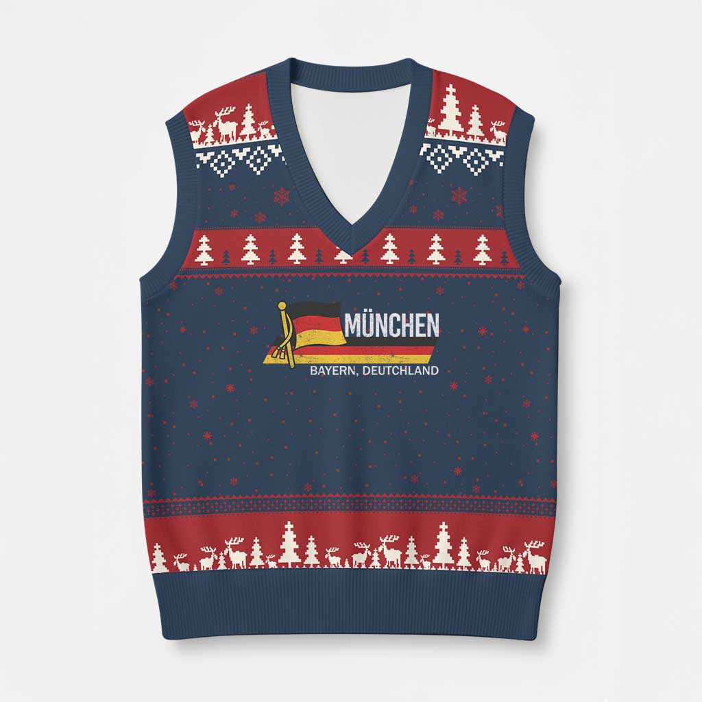 Munchen Bayern German Heritage Pride Germany Flag V-Neck Knit Sweater Vest TS11 Navy Red Print Your Wear
