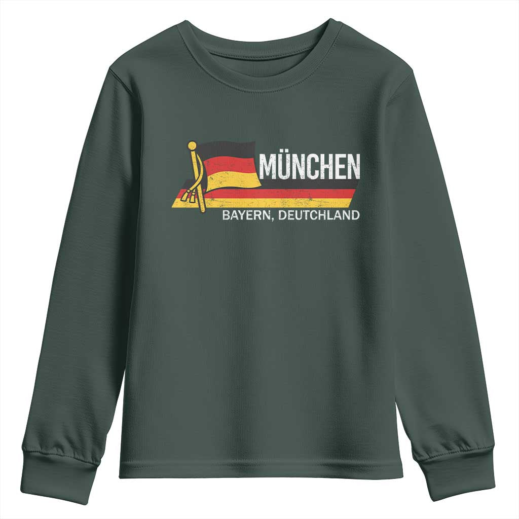 Munchen Bayern German Heritage Pride Germany Flag Youth Sweatshirt TS11 Dark Forest Green Print Your Wear