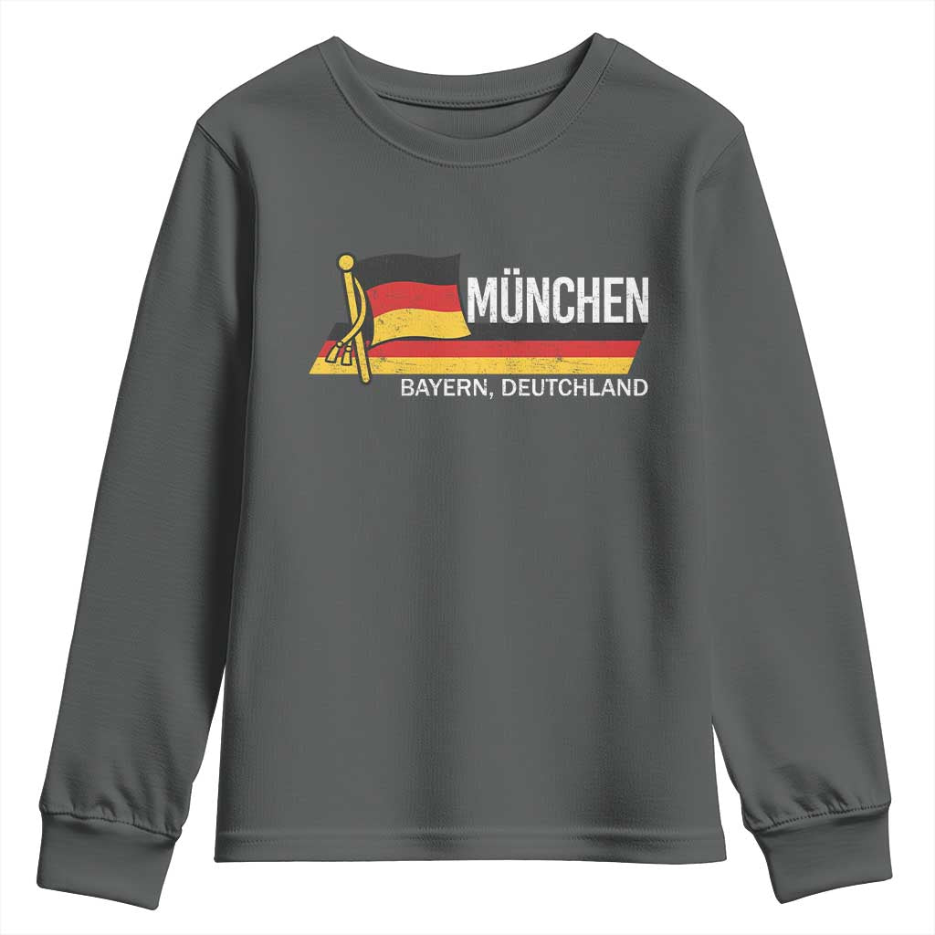 Munchen Bayern German Heritage Pride Germany Flag Youth Sweatshirt TS11 Dark Heather Print Your Wear