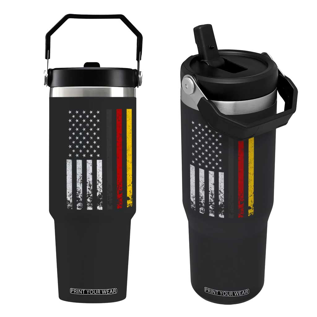 Patriotic Vintage German American Flag Flip Straw Tumbler Germany Heritage Pride TS11 One Size: 30 oz Black Print Your Wear