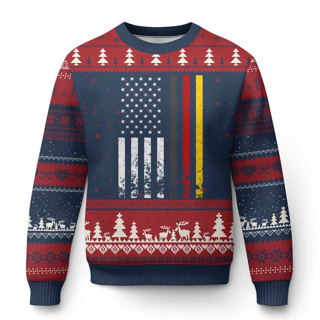 Patriotic Vintage German American Flag Ugly Christmas Sweater Germany Heritage Pride - Print Your Wear