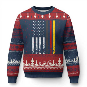 Patriotic Vintage German American Flag Ugly Christmas Sweater Germany Heritage Pride - Print Your Wear